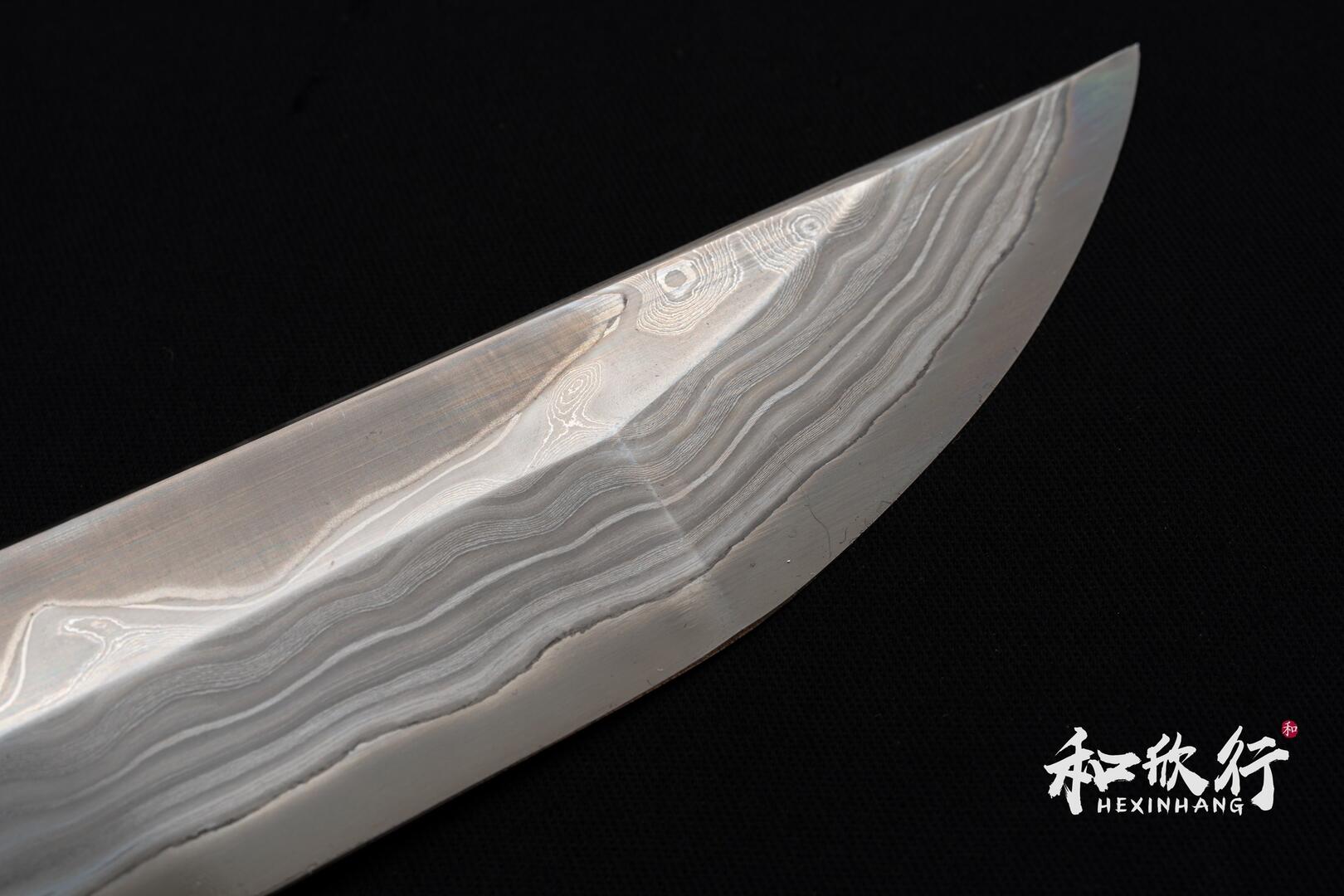 二唐刃物鍛造所Nigara Hamono 鬼殺青二鋼暗紋青染先丸蛸引330mm
